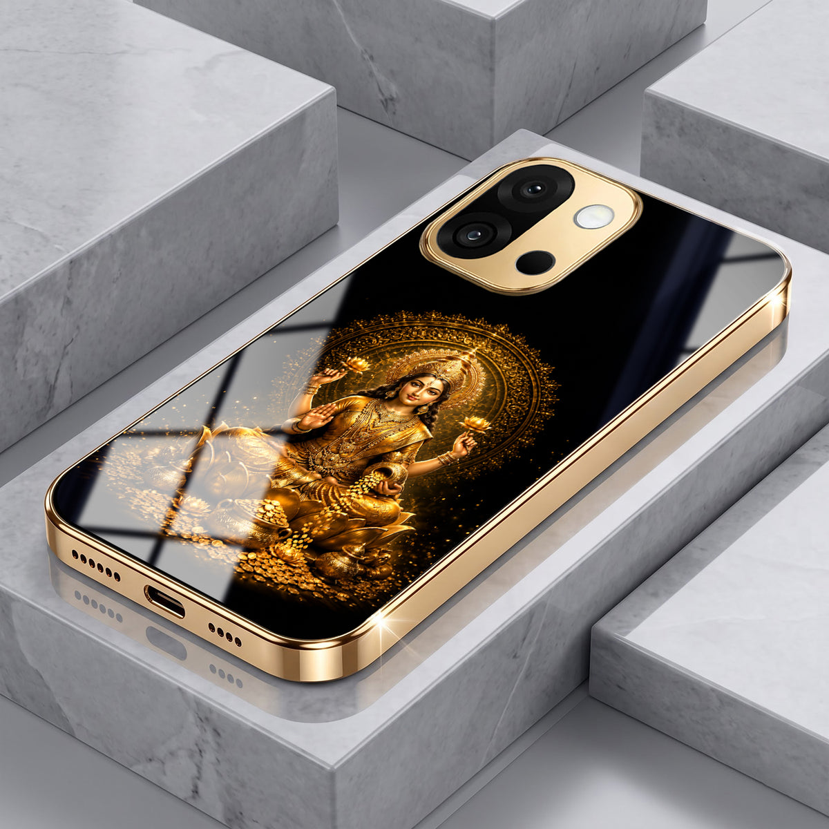 OnePlus 13s 5G Golden Maa Lakshmi Gold Electroplated Glass Phone Back Case