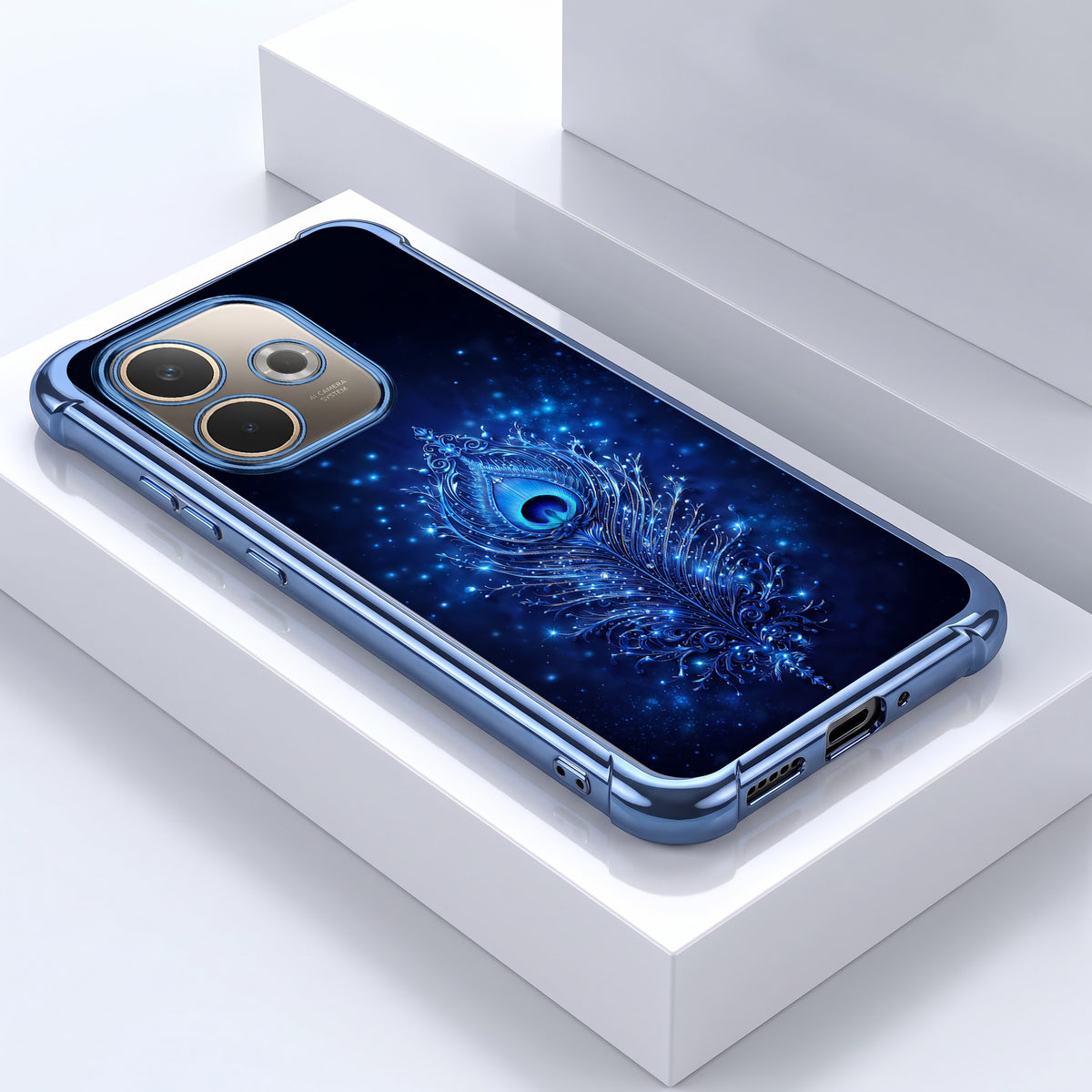 Oppo A5 Pro 5G Premium Peacock Feather Airbags Printed Back Case