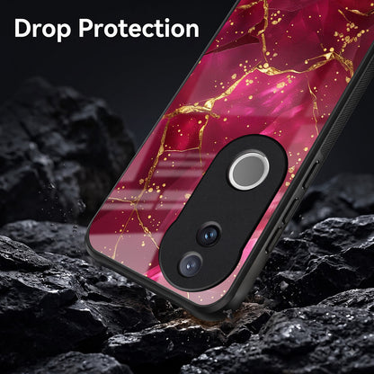 Vivo V50 5G Luxury Crimson Marble Acrylic Glass Back Case
