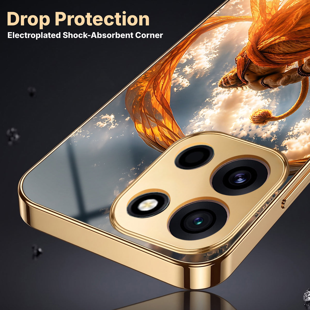 OnePlus Nord 6 5G Divine Hanuman Gold Electroplated Glass Phone Back Case