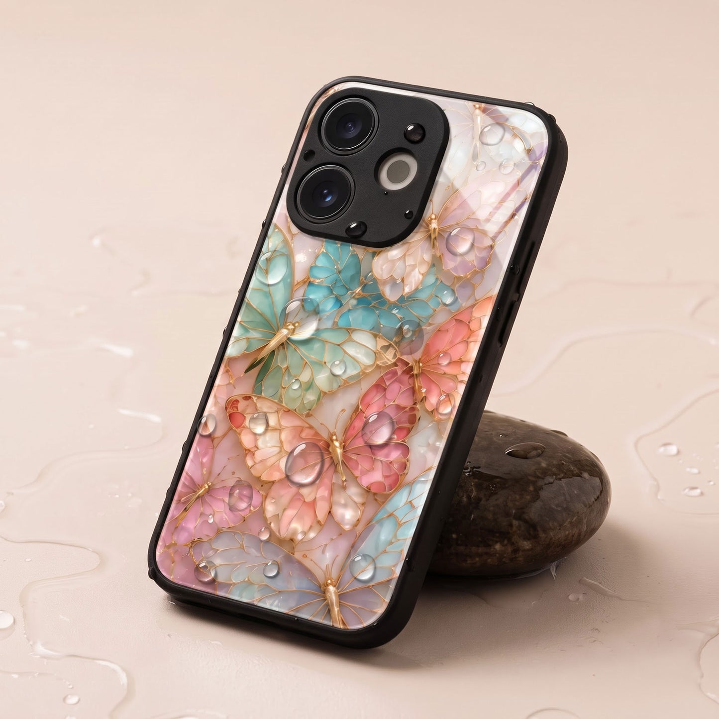 Oppo A5 Pro 5G Aesthetic Golden Butterfly Acrylic Back Cover