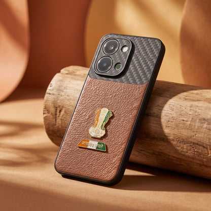 Vivo T5x 5G Tri-Color Satyamev Jayate Carbon Fiber Leather Hybrid Phone Case