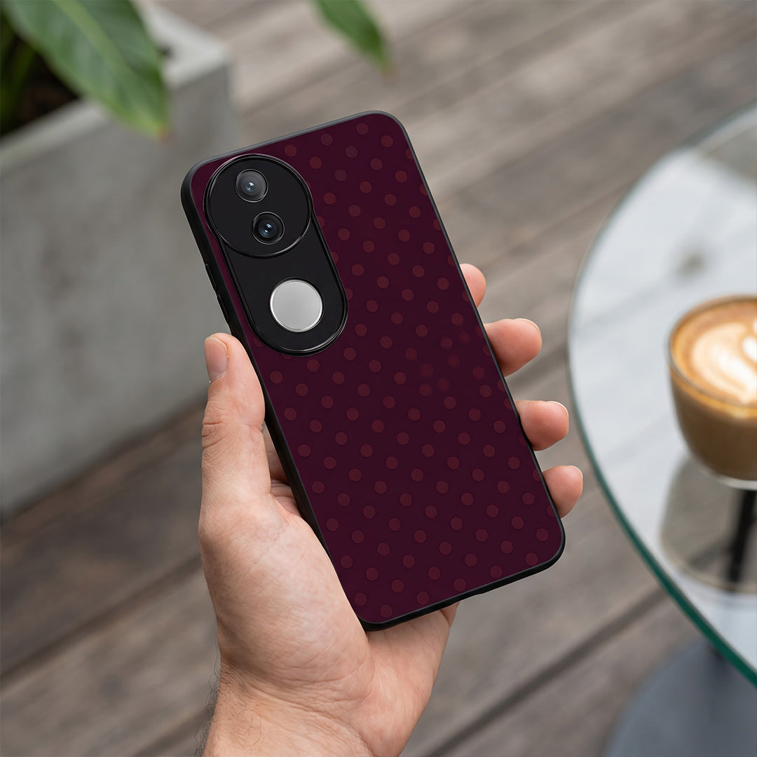 Vivo V50 5G Aesthetic Dark Maroon Polka Dot Acrylic Back Cover