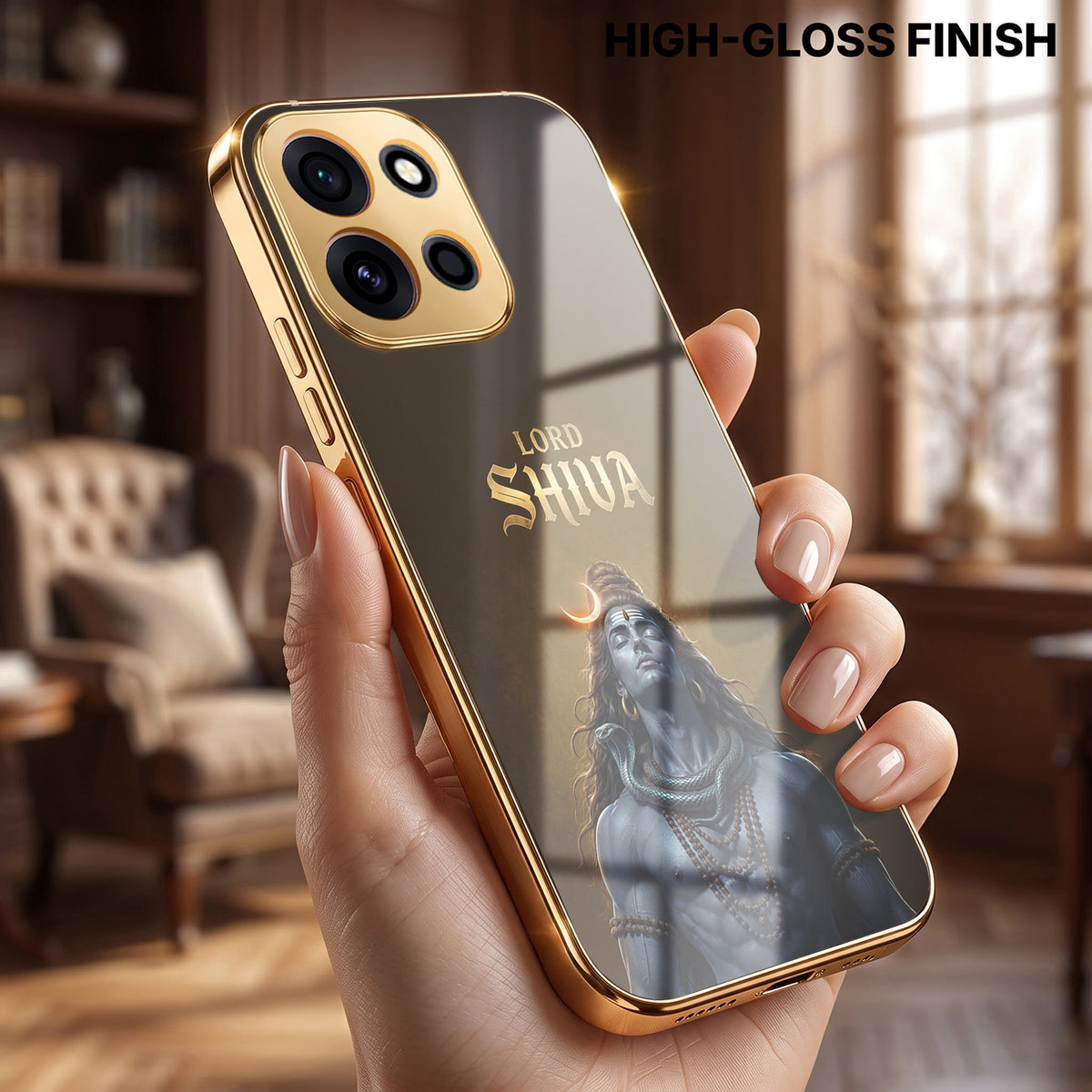 OnePlus Nord 6 5G Lord Shiva Gold Electroplated Glass Phone Back Case