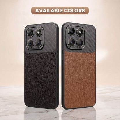 Motorola Edge 70 Fusion 5G Carbon Fiber Leather Hybrid Phone Case