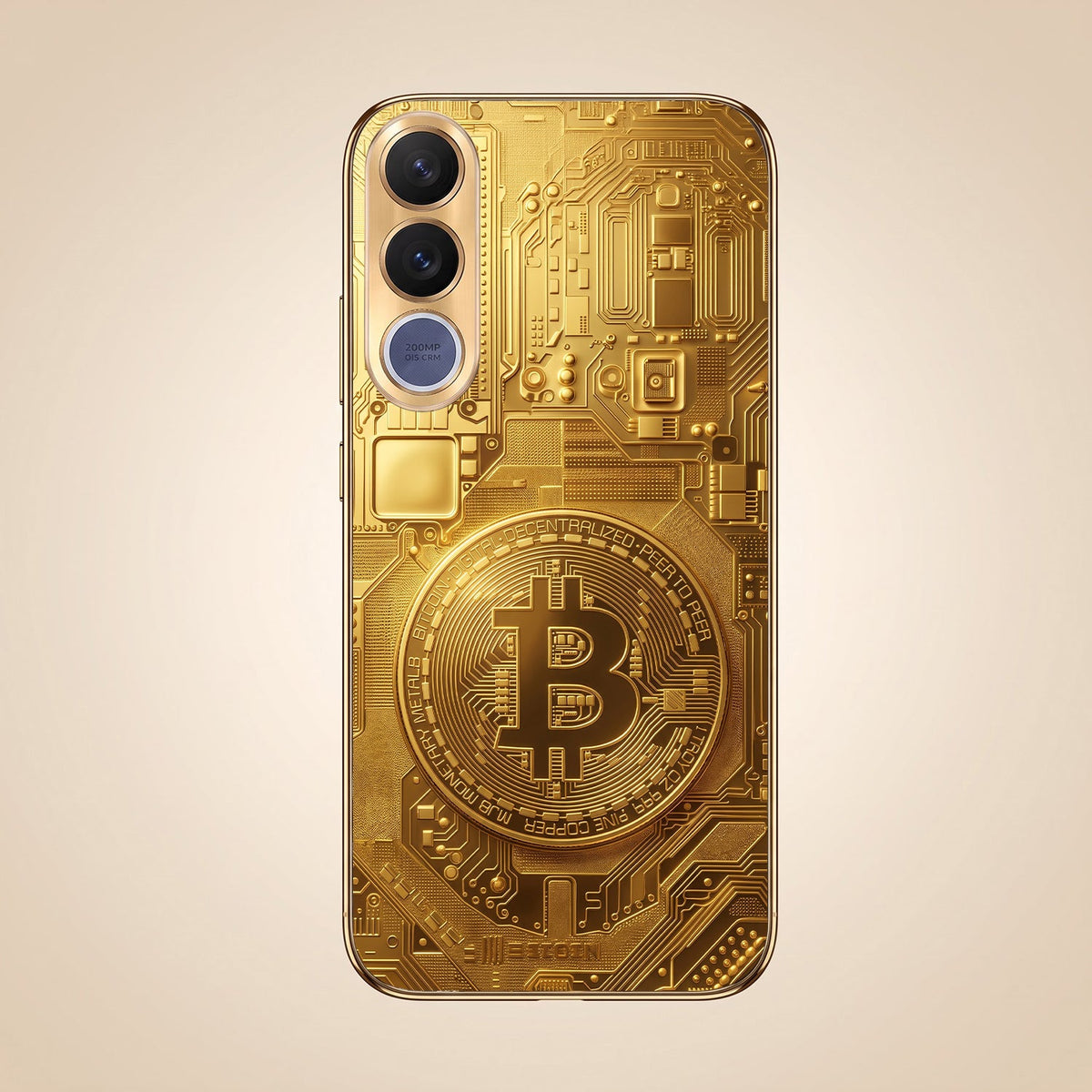 Vivo V70 FE 5G Bitcoin Gold Electroplated Glass Phone Back Case