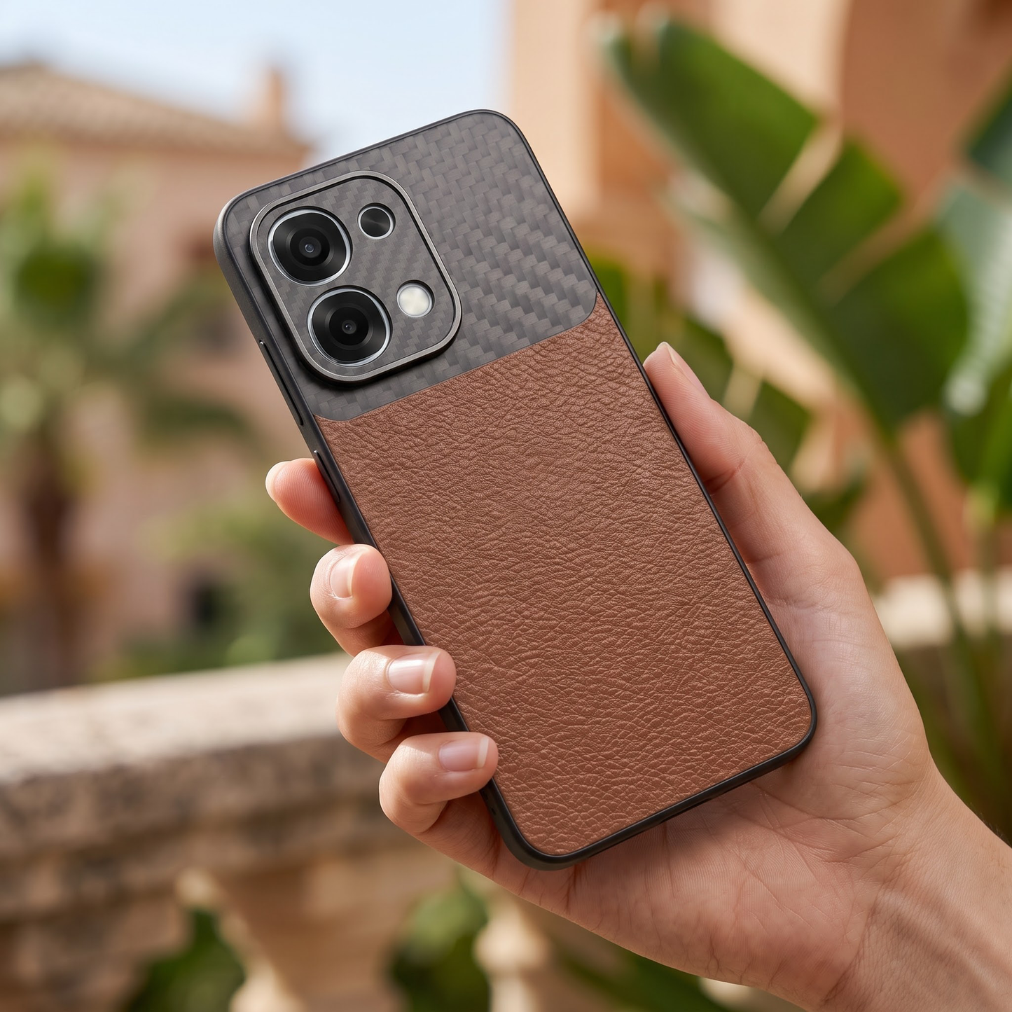 Oppo F31 5G Carbon Fiber Leather Hybrid Phone Case