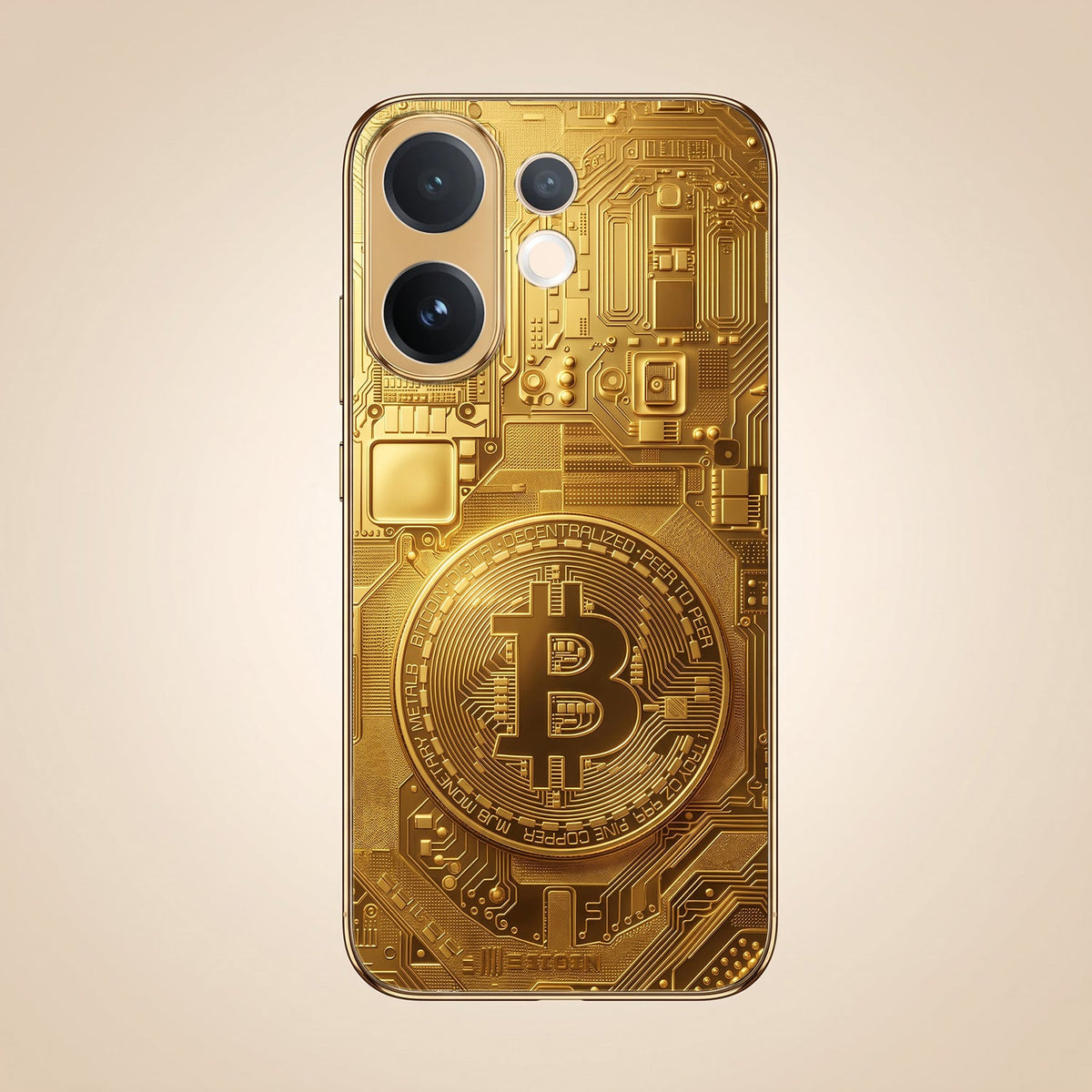 Vivo V60 5G Bitcoin Gold Electroplated Glass Phone Back Case