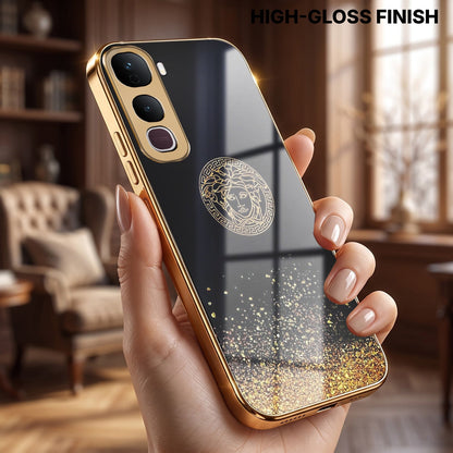 Vivo Y400 Pro 5G Medusa Head Gold Electroplated Glass Phone Back Case