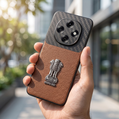 Oppo F31 Pro 5G Satyamev Jayate Carbon Fiber Leather Hybrid Phone Case