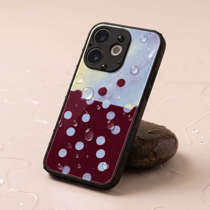 Oppo A5 Pro 5G Aesthetic Maroon & Light Blue Polka Dot Acrylic Back Cover