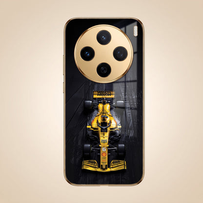 Vivo X200 5G F1 Racing Car Gold Electroplated Glass Phone Back Case