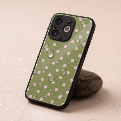 Oppo A5 Pro 5G Elegant Olive Green Pink Polka Dot Acrylic Back Cover