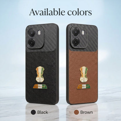 Oppo K14 5G Tri-Color Satyamev Jayate Carbon Fiber Leather Hybrid Phone Case