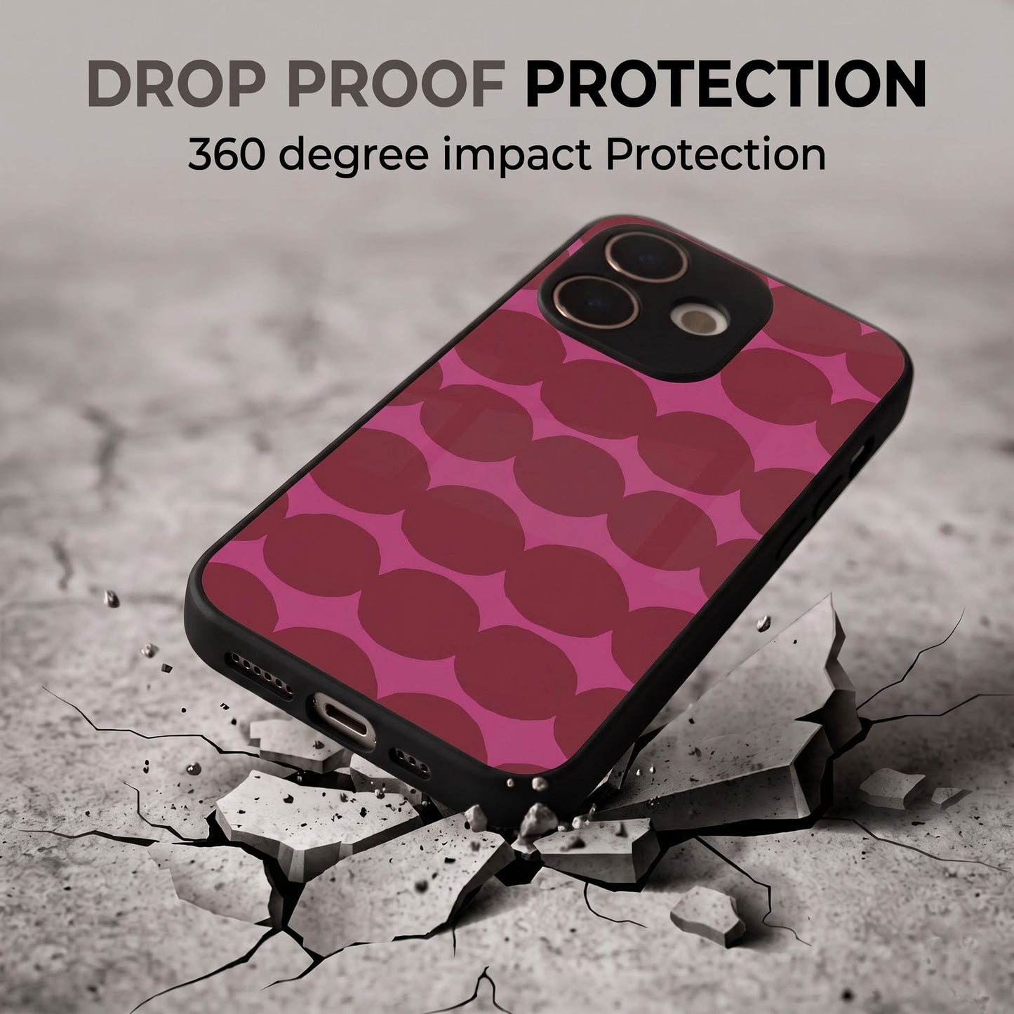 Oppo A5 Pro 5G Aesthetic Pink & Wine Geometric Acrylic Back Cover