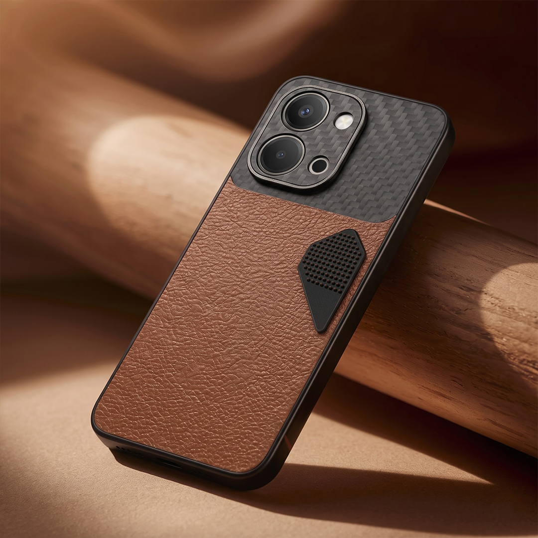 Vivo T5X 5G Carbon Fiber Heat Dissipation Leather Hybrid Phone Case