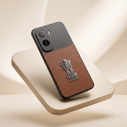 Vivo T5 Pro 5G Satyamev Jayate Carbon Fiber Leather Hybrid Phone Case