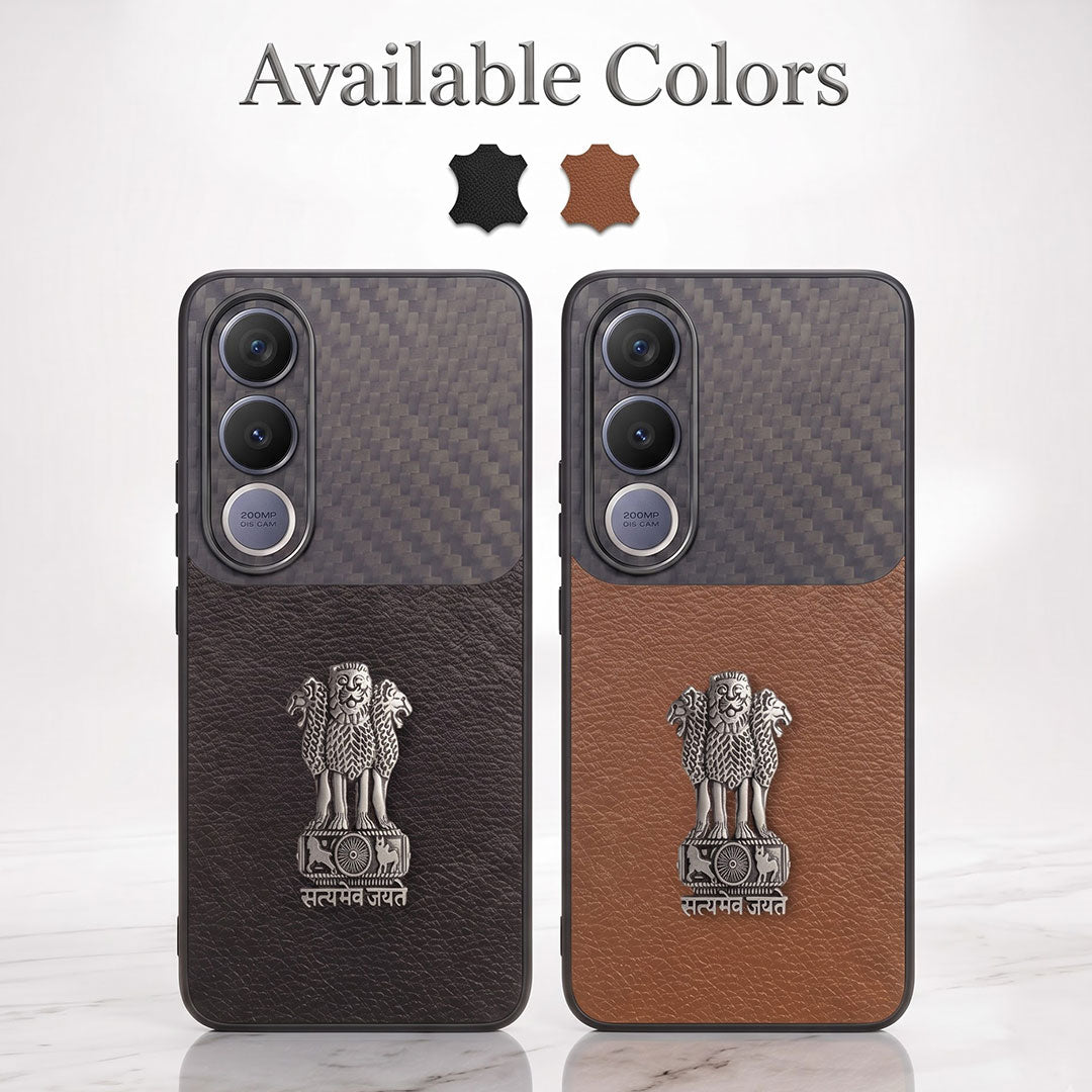 Vivo V70 FE 5G Satyamev Jayate Carbon Fiber Leather Hybrid Phone Case