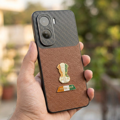 Vivo T5 Pro 5G Tri-Color Satyamev Jayate Carbon Fiber Leather Hybrid Phone Case