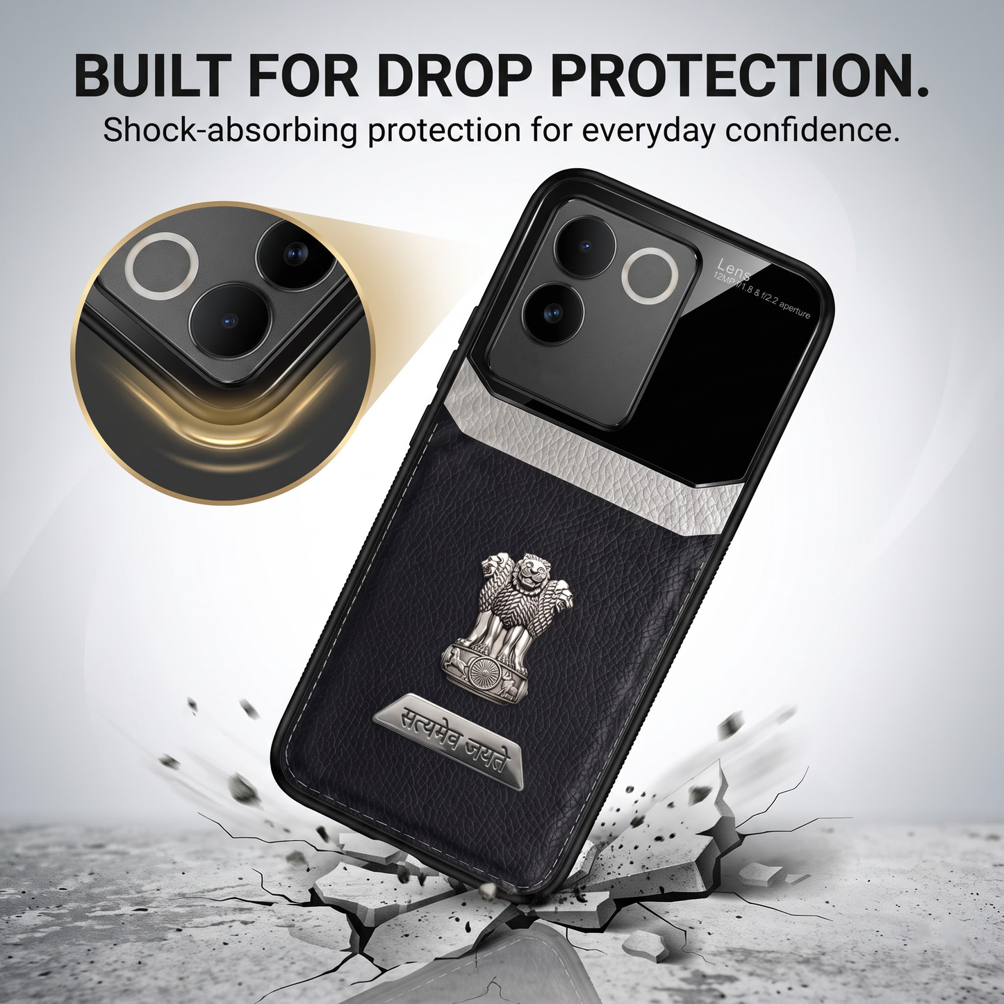 Vivo T2 Pro 5G Satyamev Jayate 2-in-1 Emblem Leather Lens Protective Back Case
