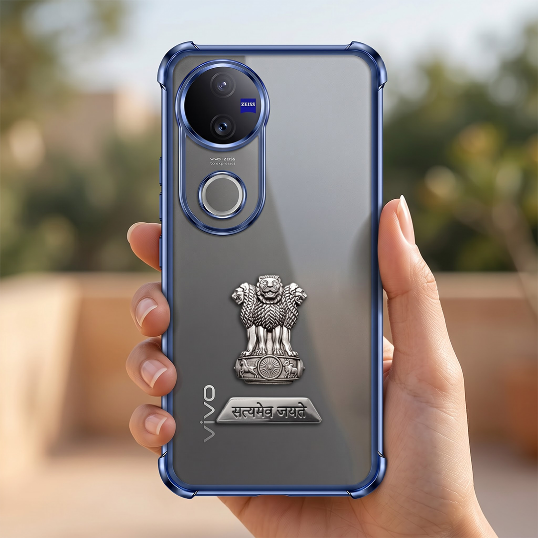 Vivo V50 5G Satyamev Jayate 2-in-1 Emblem Transparent Shockproof Airbag Case
