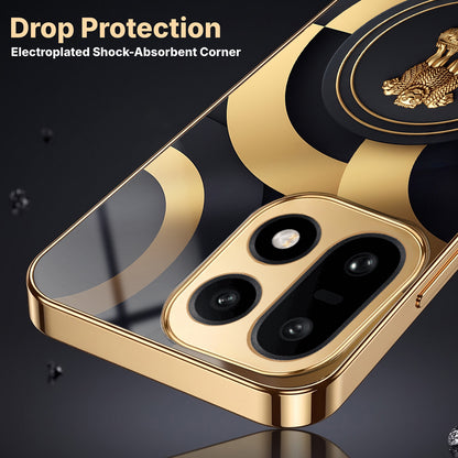 OnePlus 15 5G Royal Emblem Gold Electroplated Glass Phone Back Case
