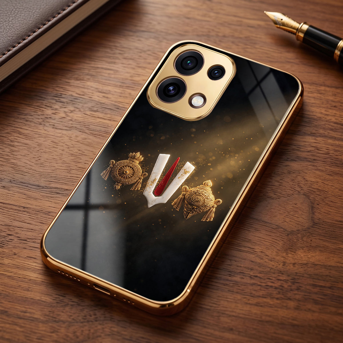 Oppo Reno 16C 5G Royal Heritage Edition Gold Electroplated Glass Phone Back Case
