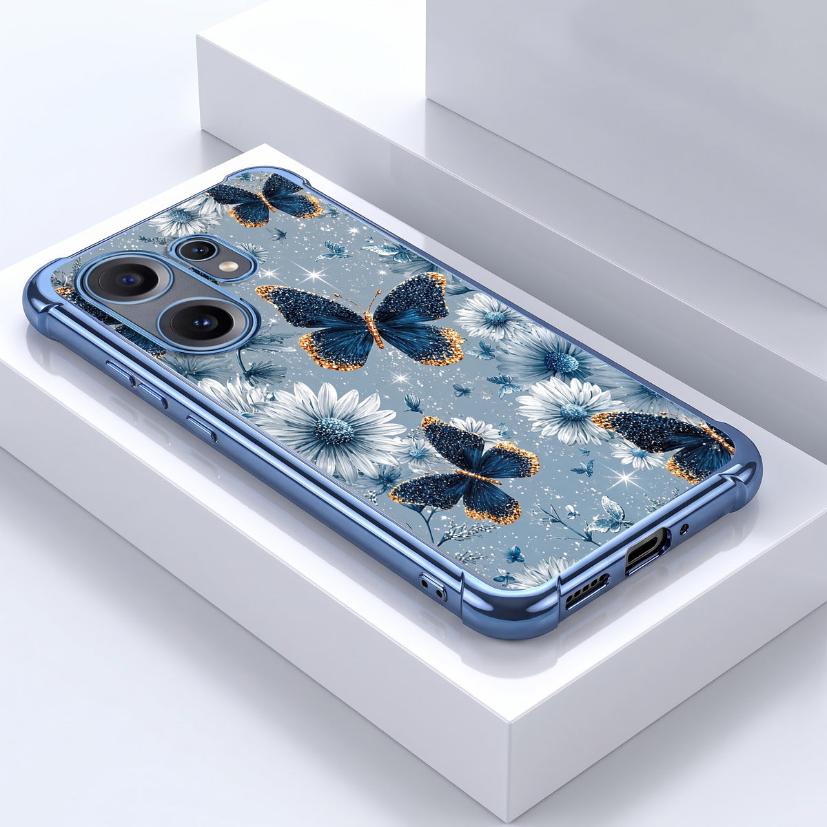 Nothing Phone 2 Pro 5G Blue Butterfly Floral Airbags Printed Back Case