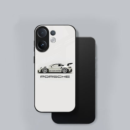 Vivo V60 5G Phone case with Porsche logo and sports car design on a gray background