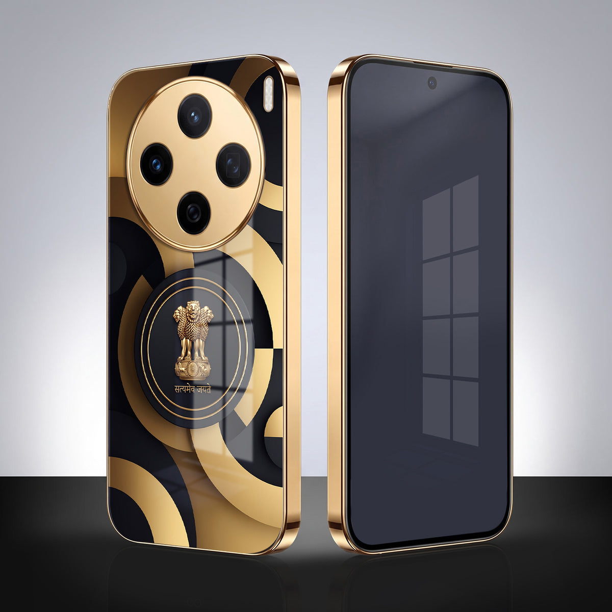 Vivo X200 5G Royal Emblem Gold Electroplated Glass Phone Back Case