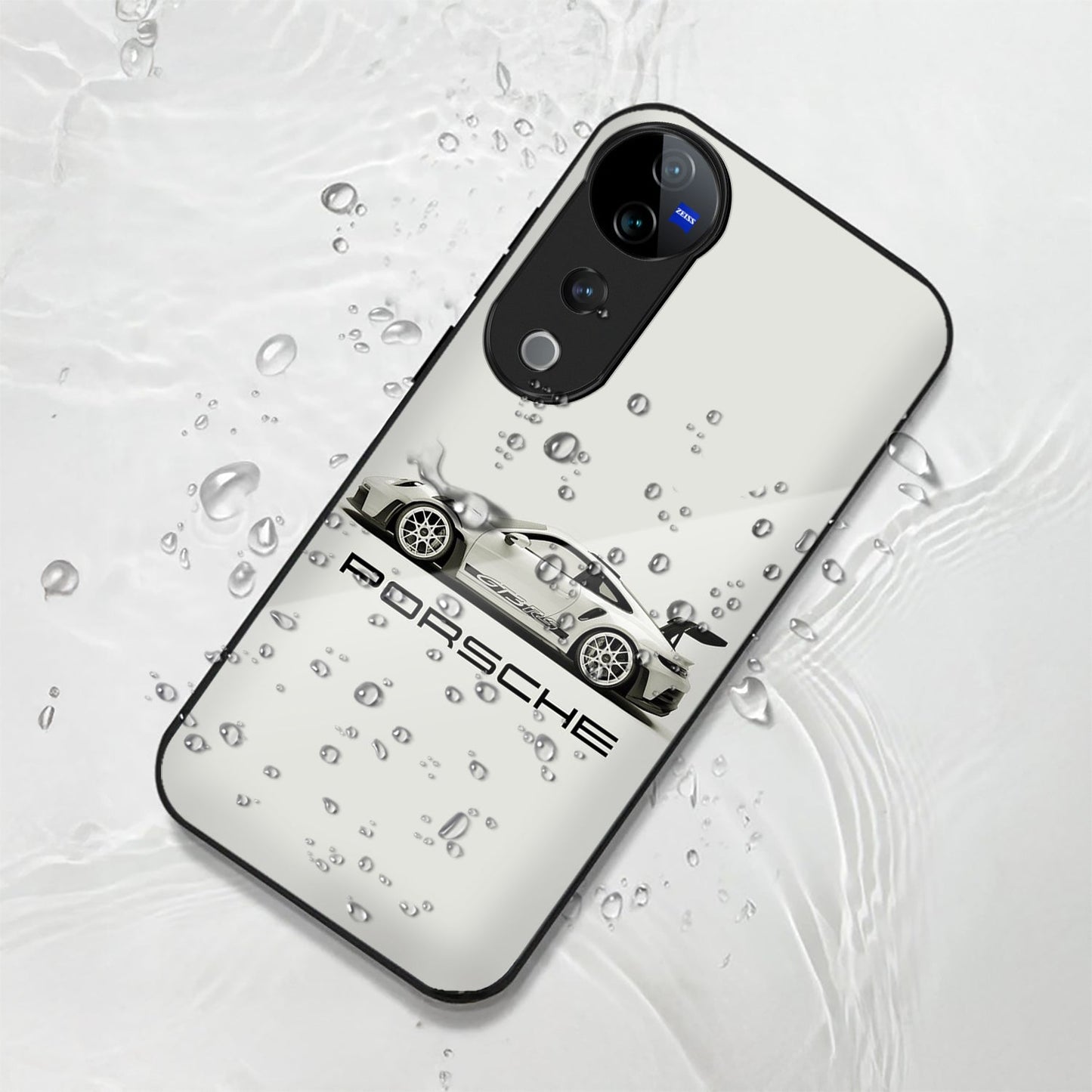 Vivo V40 Pro 5G Premium Acrylic Shockproof Glass Back Case (White Porsche)