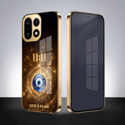 OnePlus 15 5G God’s Plan Evil Eye Gold Electroplated Glass Phone Back Case