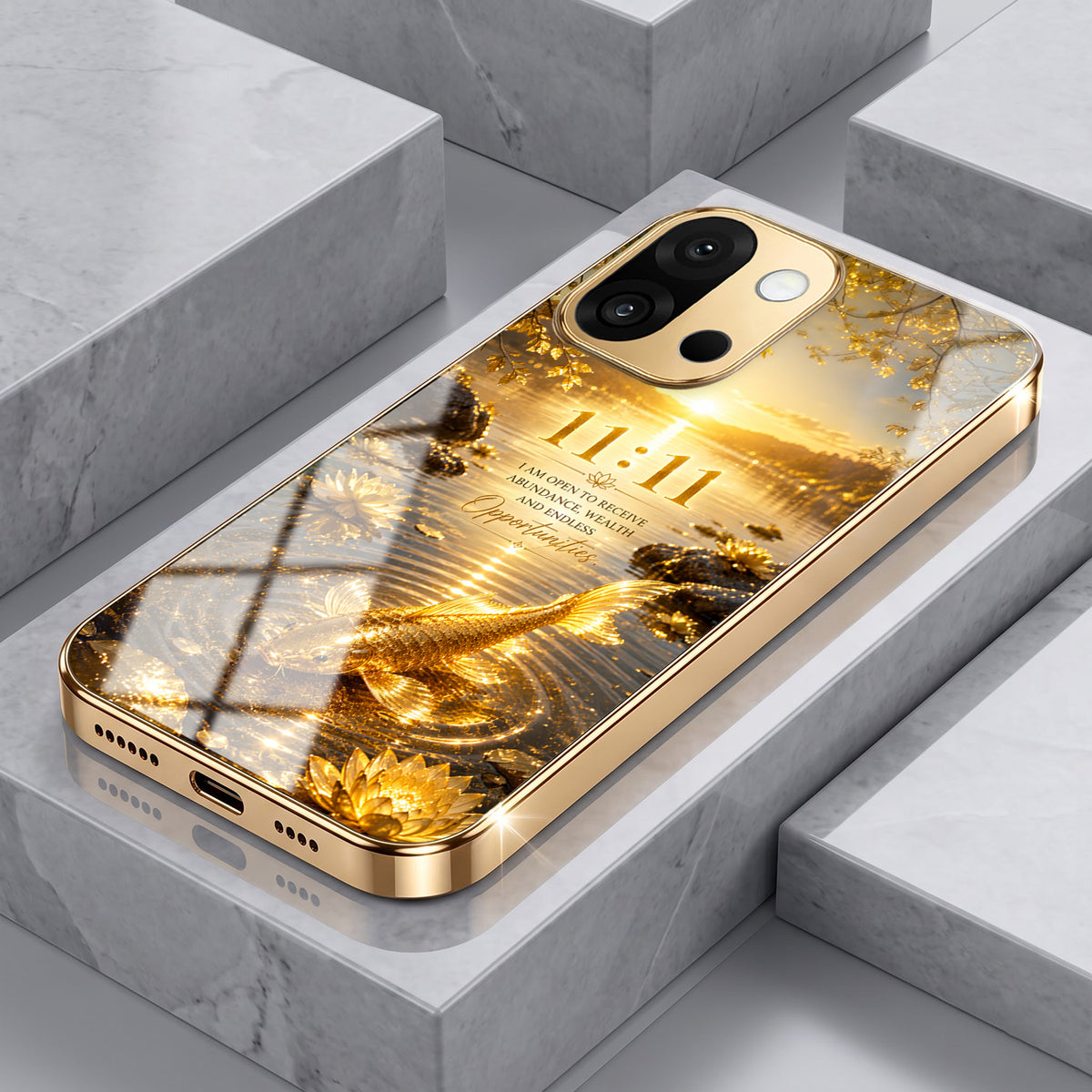OnePlus 13s 5G 11:11 Manifestation Gold Electroplated Glass Phone Back Case