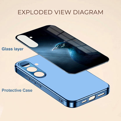 Samsung Galaxy A36 5G Royal Peacock Blue Electroplated Glass Phone Back Case