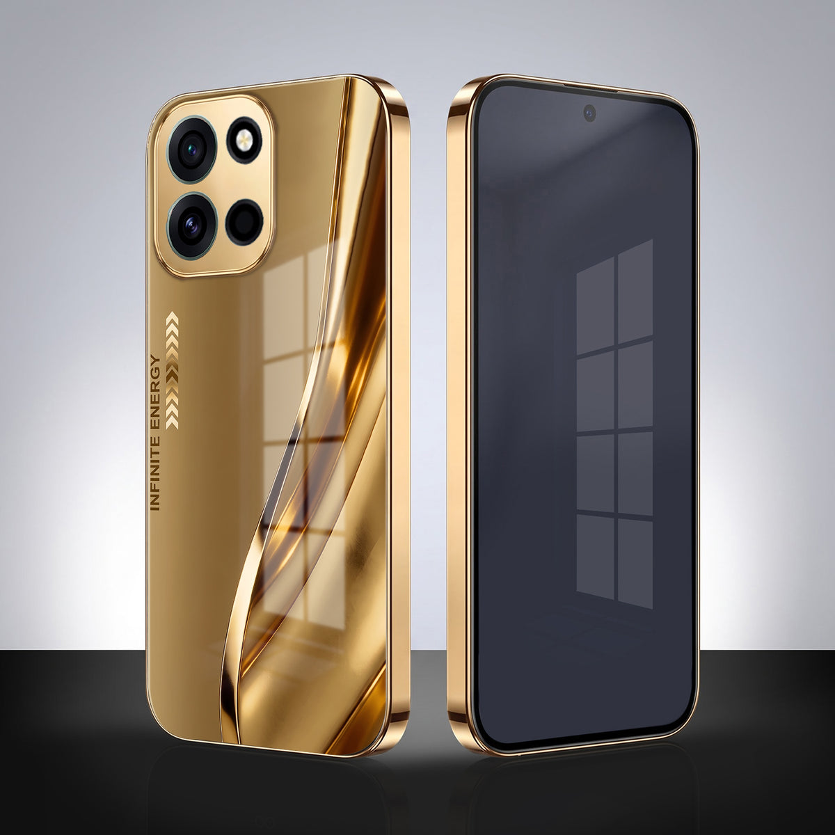 OnePlus Nord 6 5G Luxury Infinity Energy Gold Electroplated Glass Phone Case