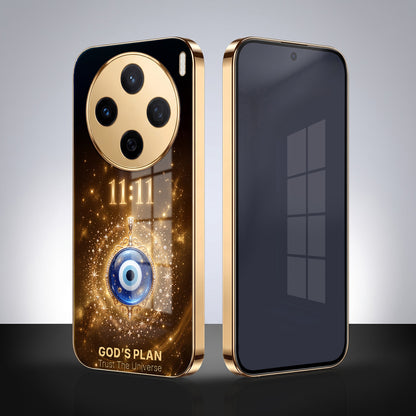 Vivo X200 5G God’s Plan Evil Eye Gold Electroplated Glass Phone Back Case