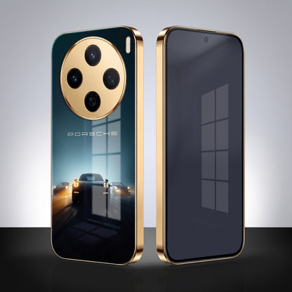 Vivo X200 5G Porsche Luxury Gold Electroplated Glass Phone Back Case