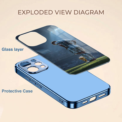 Vivo V70 5G Football Champion Blue Electroplated Glass Phone Back Case