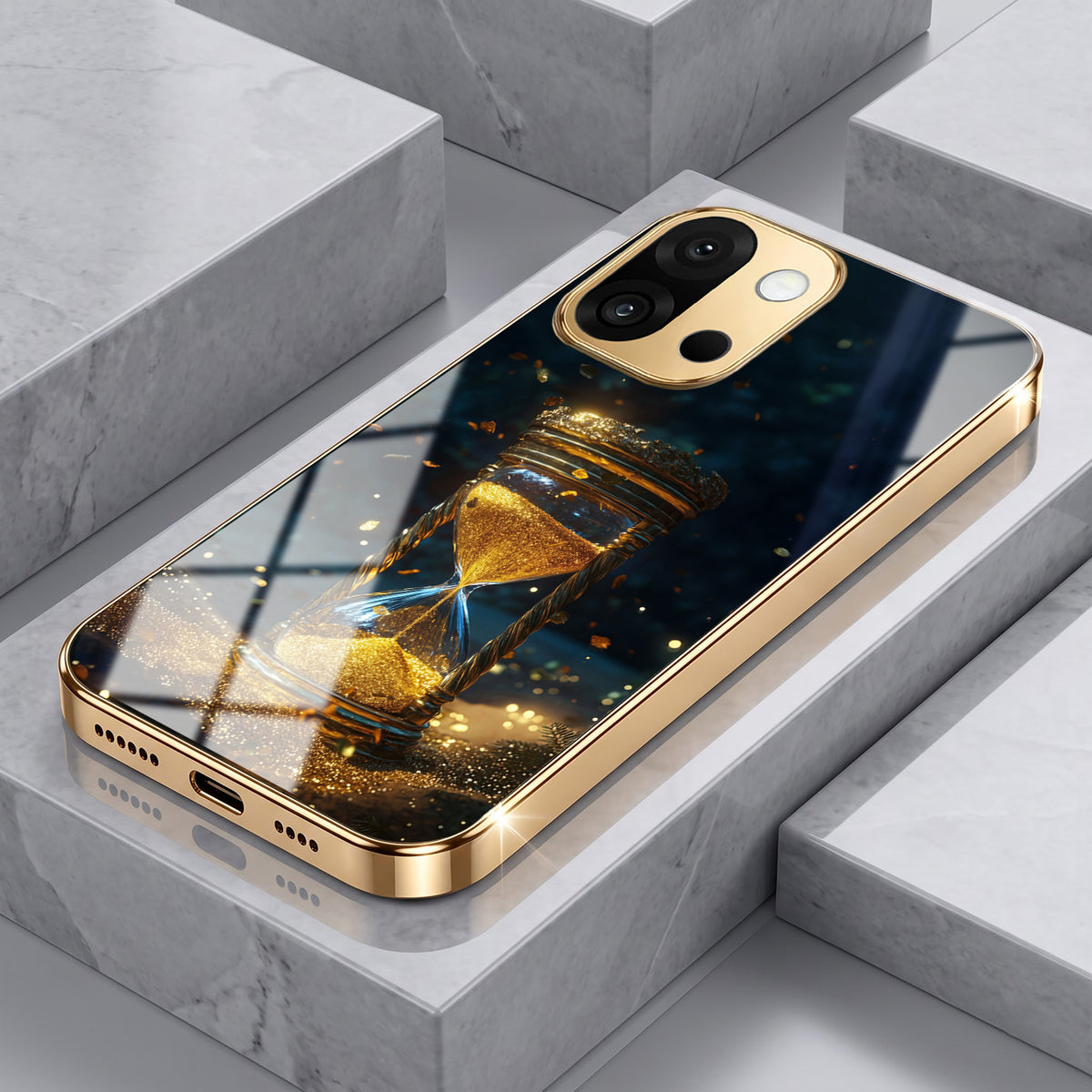 OnePlus 13s 5G Golden Hourglass Gold Electroplated Glass Phone Back Case