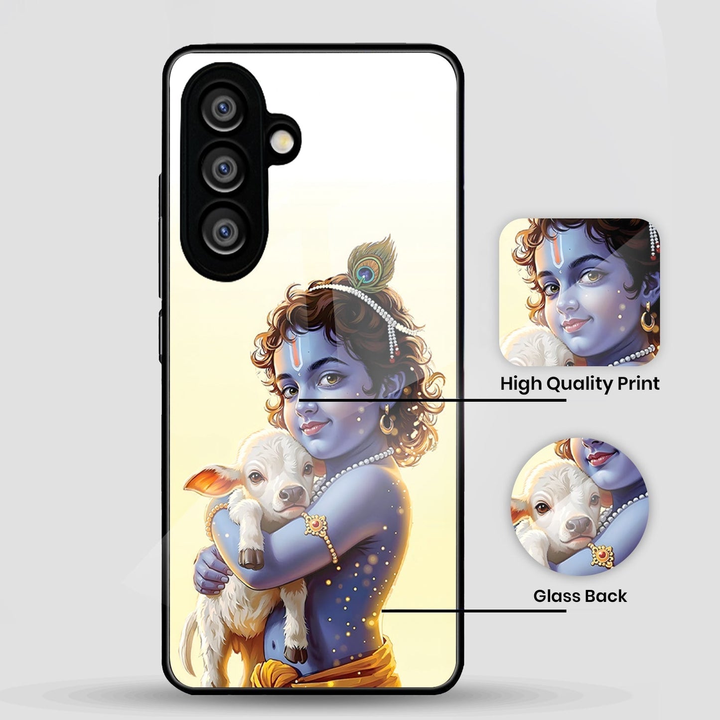 Samsung Galaxy A56 Premium Acrylic Shockproof Glass Back Case (Cute Krishna)
