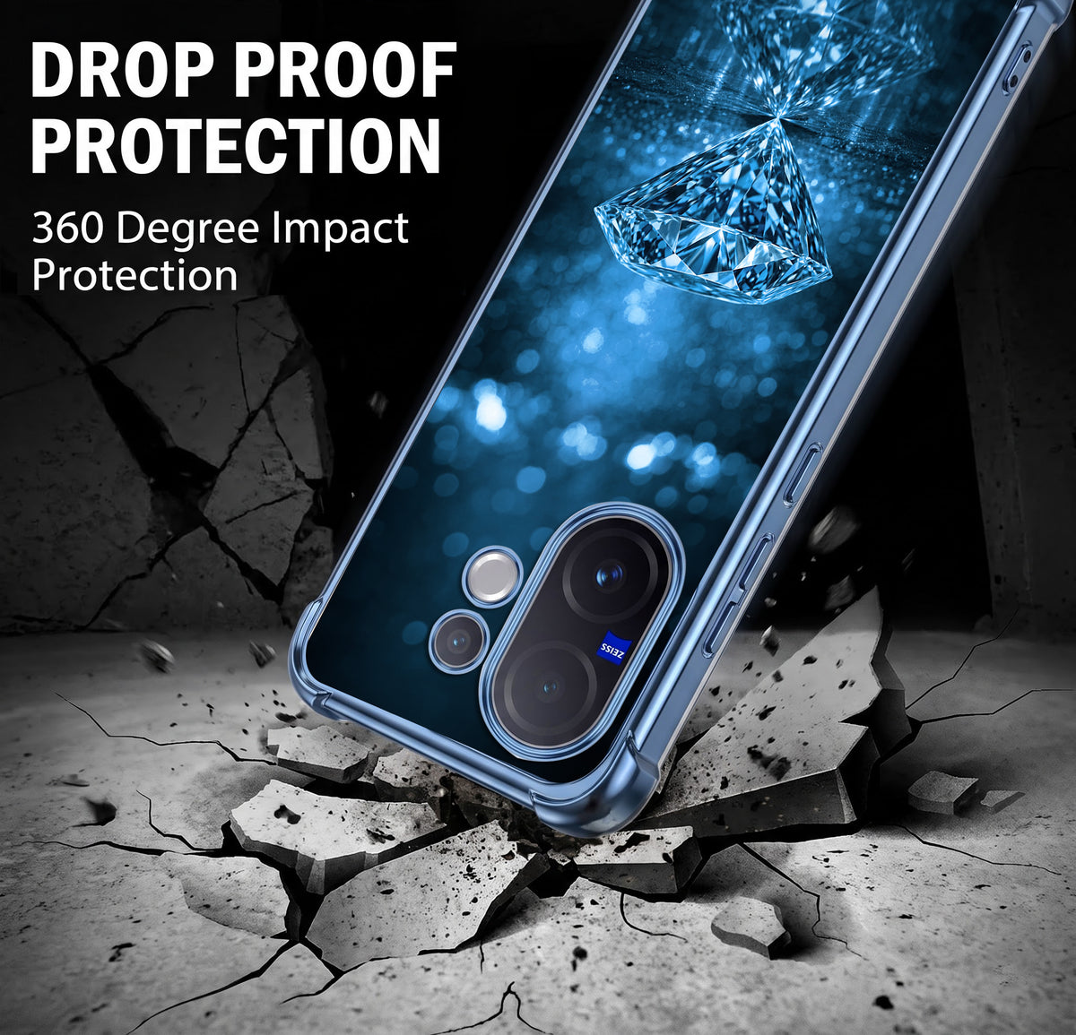 Vivo V60 5G Blue Diamond Airbags Printed Back Case