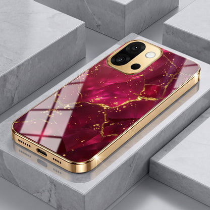 OnePlus 13s 5G Luxury Crimson Marble Gold Electroplated Glass Phone Back Case