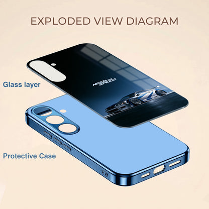 Samsung Galaxy A36 5G Need For Speed Blue Electroplated Glass Phone Back Case