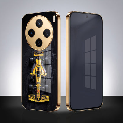 Vivo X200 5G F1 Racing Car Gold Electroplated Glass Phone Back Case