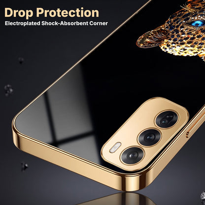 Oppo Reno 12 Pro 5G Panther Gold Electroplated Glass Phone Back Case