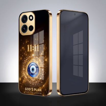 OnePlus Nord 6 5G God’s Plan Evil Eye Gold Electroplated Glass Phone Back Case