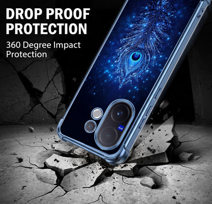 Vivo V60 5G Premium Peacock Feather Airbags Printed Back Case