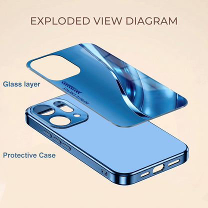 Oppo Reno 14 5G Luxury Infinity Energy Blue Electroplated Glass Phone Back Case