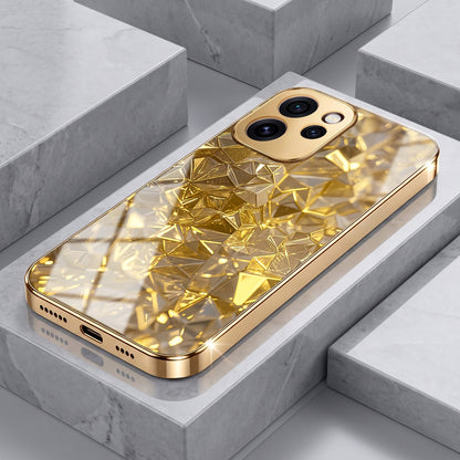 Oppo Reno 15 Pro Mini 5G Golden Diamond Shatter Gold Electroplated Glass Phone Back Case