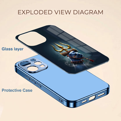 Vivo V70 5G Divine Shiva Trisul Blue Electroplated Glass Phone Back Case